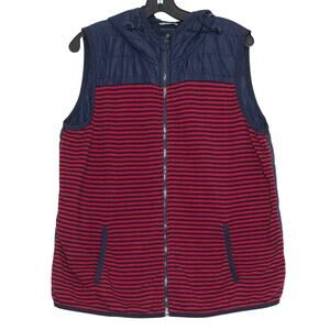 Tommy Hilfiger Vest Puffer Outdoor Casual Nautical Classic Stripe Blue Red XL